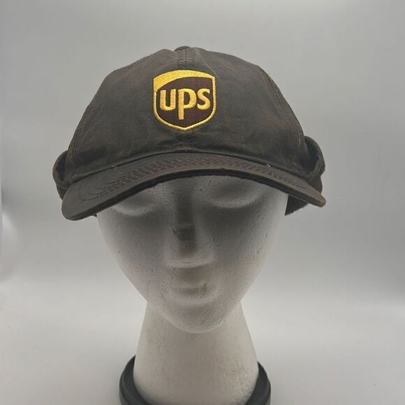Vintage UPS leather hat w/ ear warmer pull down‎ - Picture 1 of 7